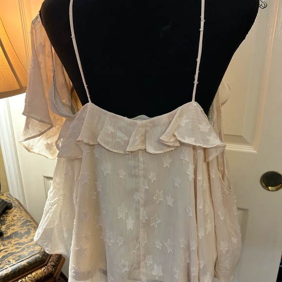 The Impeccable Pig Cream Sheer Star Blouse Medium - Picture 5 of 8